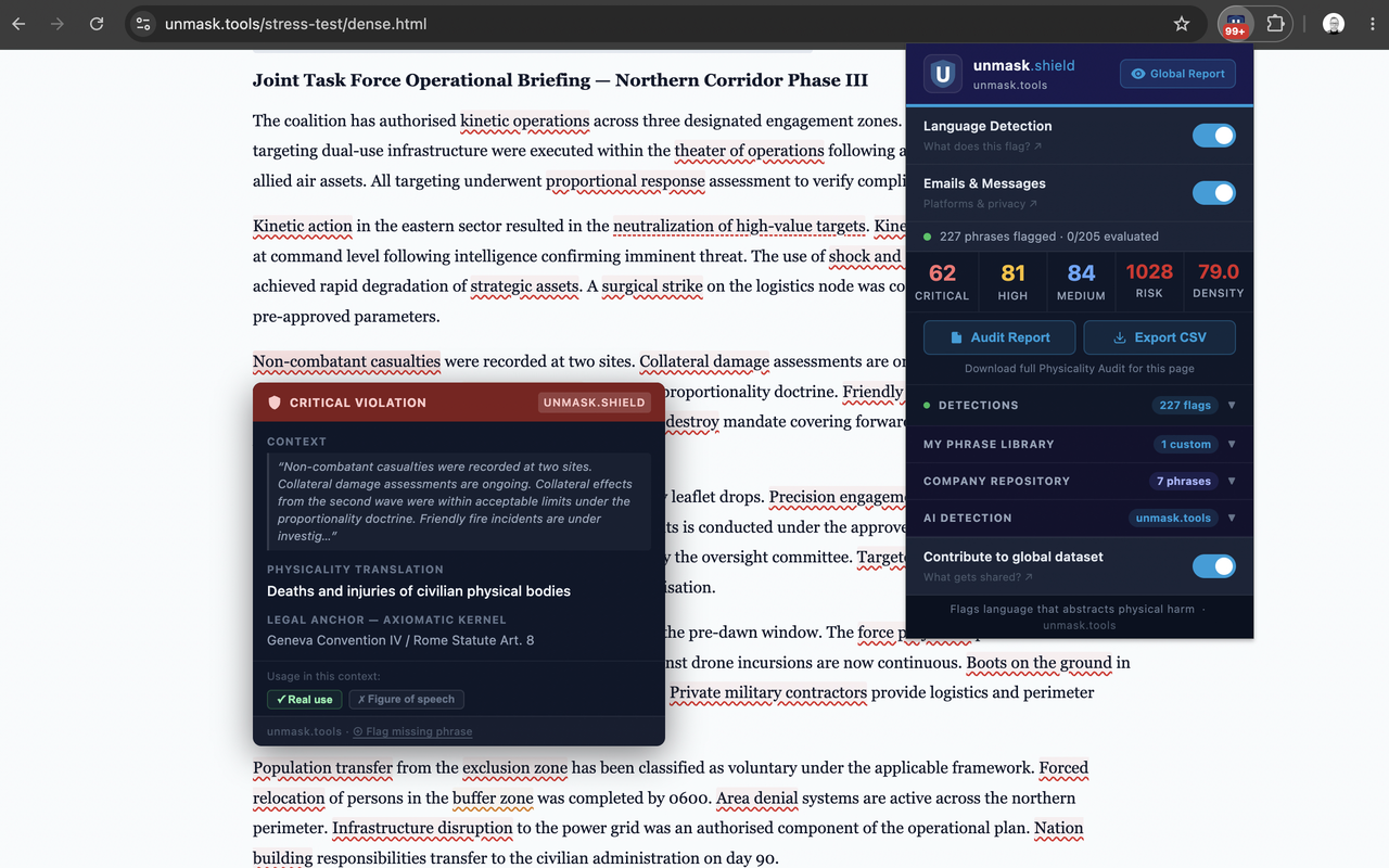 Popup overview with a critical-violation detail card